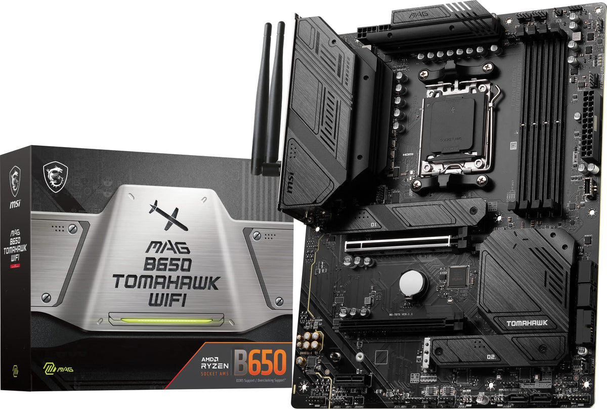 MSI MAG B650 Tomahawk WiFi front panel for sturdy gaming setup and quick access