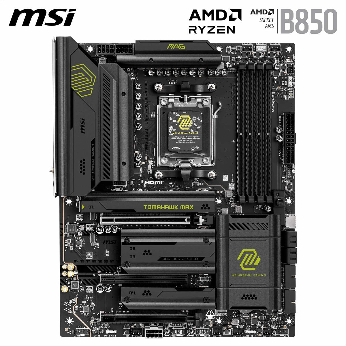 MSI MAG B850 Tomahawk Max WiFi CPU VRM area showing power stability.