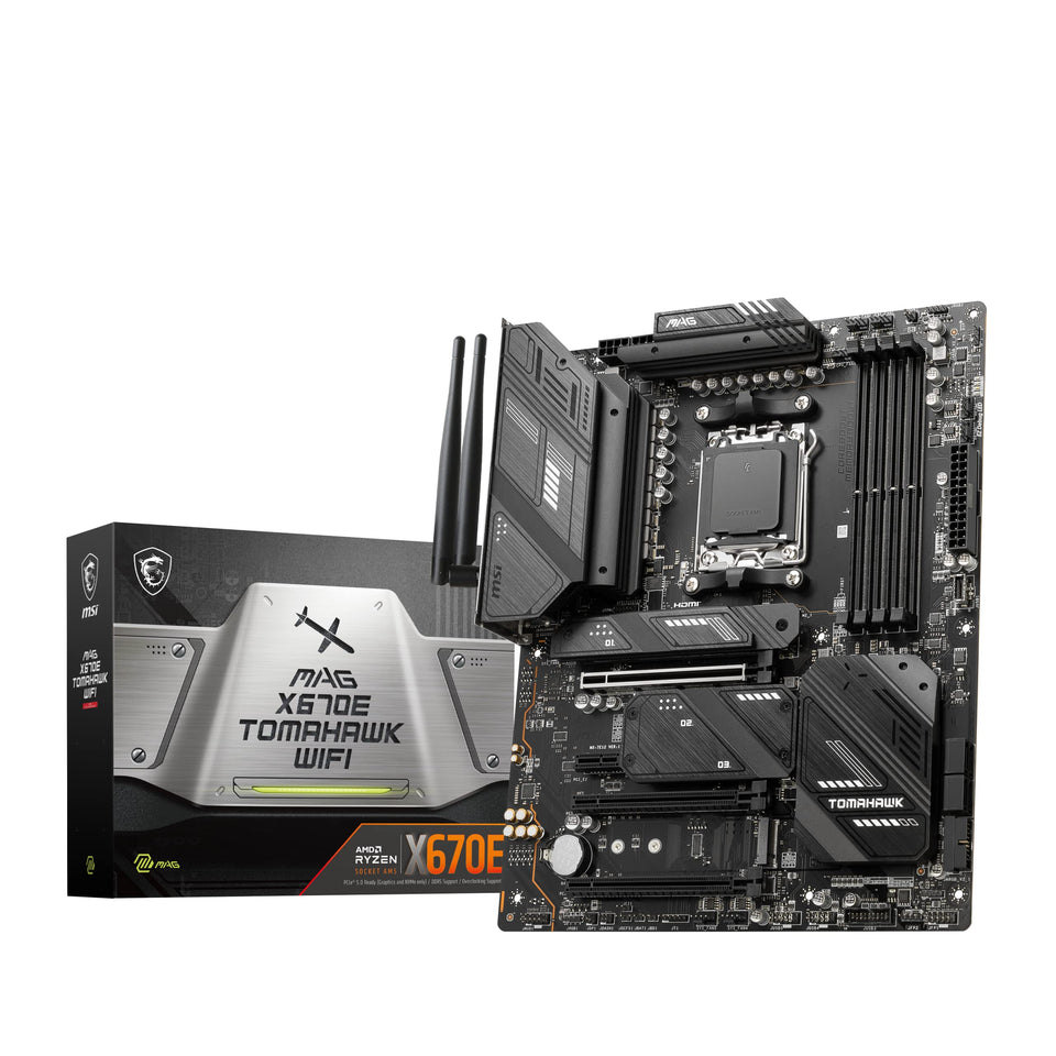 MSI MAG X670E Tomahawk WiFi front panel showcases rugged cooling for gaming rigs