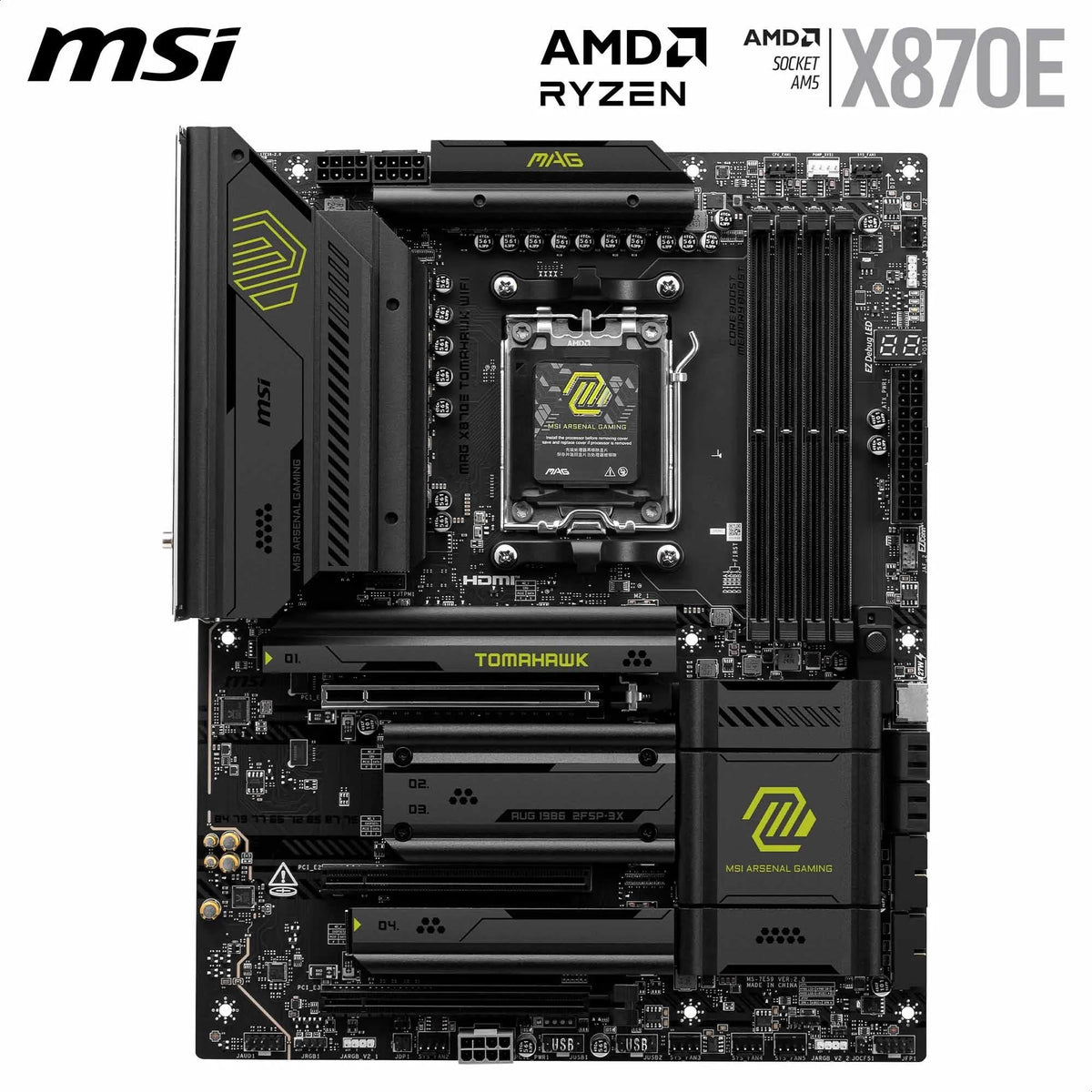MSI MAG X870E Tomahawk 80A SPS VRM ensures stable power delivery.