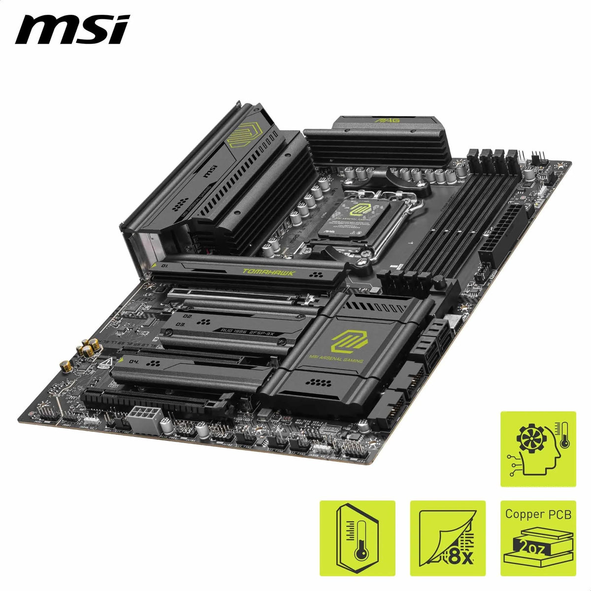MSI MAG X870E Tomahawk M.2 Gen5 slot supports ultra-fast storage.