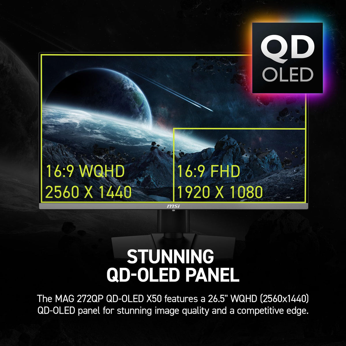 MSI MAG 272QP OLED X50 ergonomic adjustable stand.
