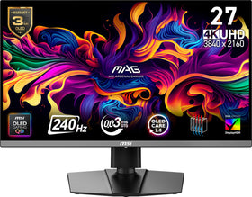 MSI MAG 272UP QD-OLED X24 front view for immersive gaming visuals.