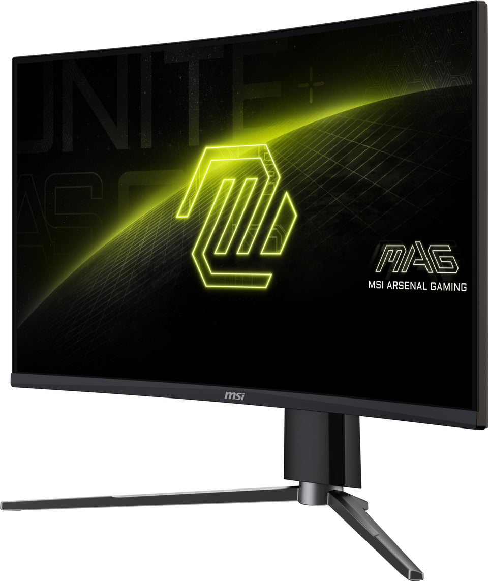 MSI MAG27CQ6PF front view with slim bezel for immersive setups.
