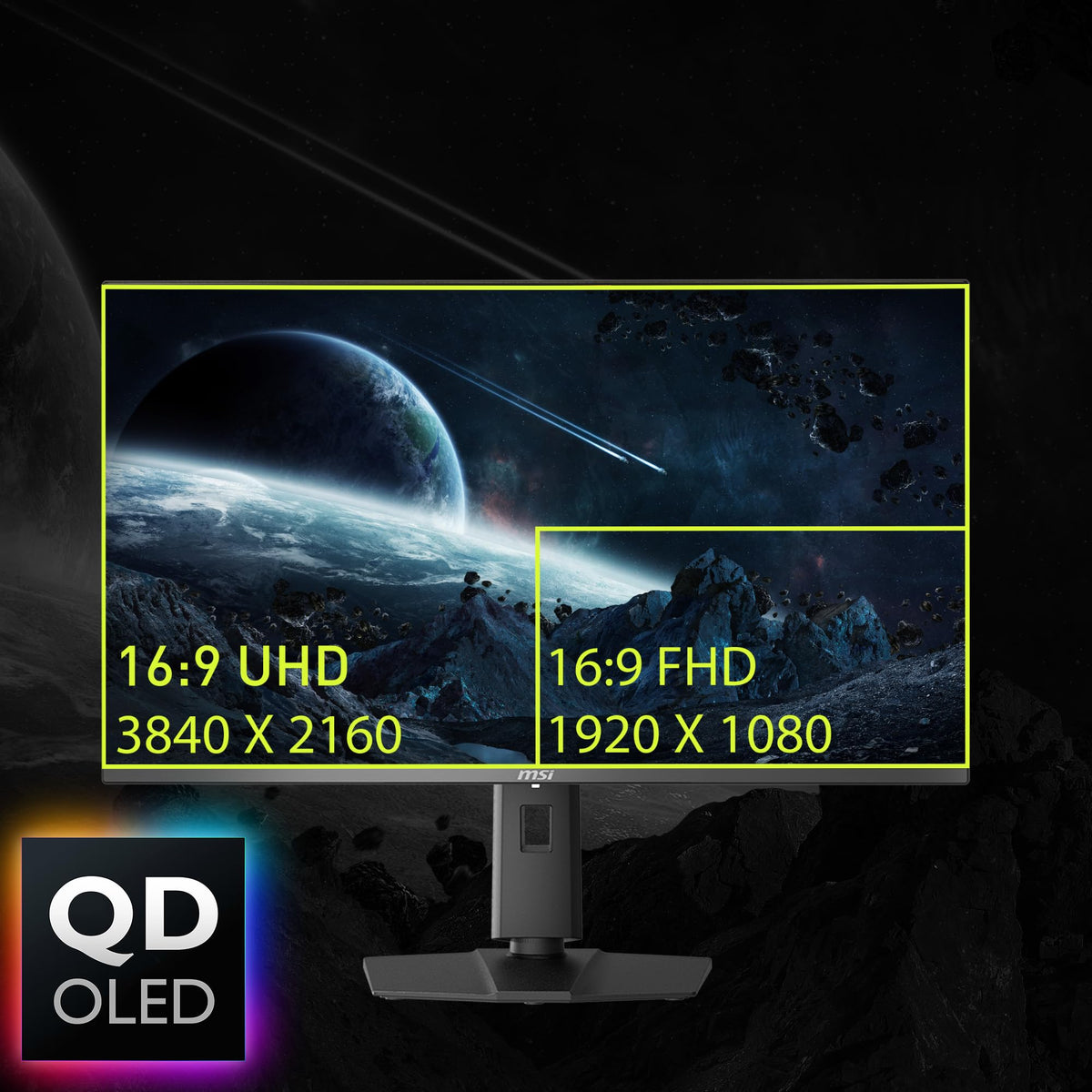 MSI MAG 321UPX QD-OLED adjustable stand enables ergonomic viewing position