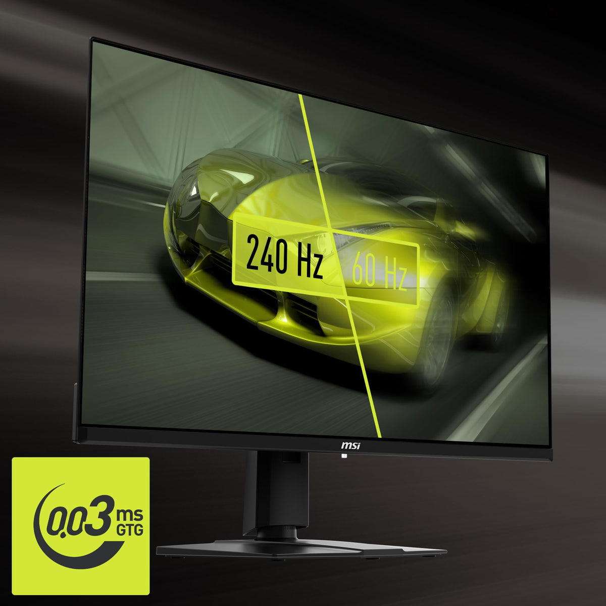 MSI MAG 321UPX QD-OLED side profile highlights slim desk profile