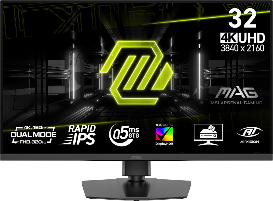 MSI MAG 322URDF E16 front view with UHD clarity