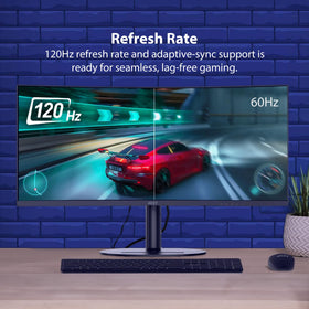 MSI MD342CQP curved display enhances immersive viewing for work and entertainment.