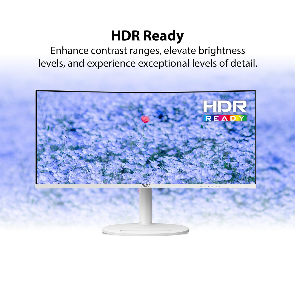 MSI Modern MD342CQPW built-in speakers simplify desktop audio.