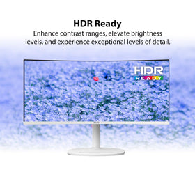 MSI Modern MD342CQPW built-in speakers simplify desktop audio.