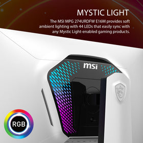 MSI MPG 274URDFW USB-C 98W PD enables single-cable power and data.