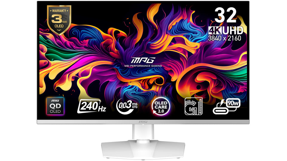 MSI MPG 321URXW QD-OLED deep blacks for immersive gaming scenes.