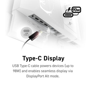 MSI MPG 321URXW QD-OLED ergonomic stand supports tilt, swivel, and height.