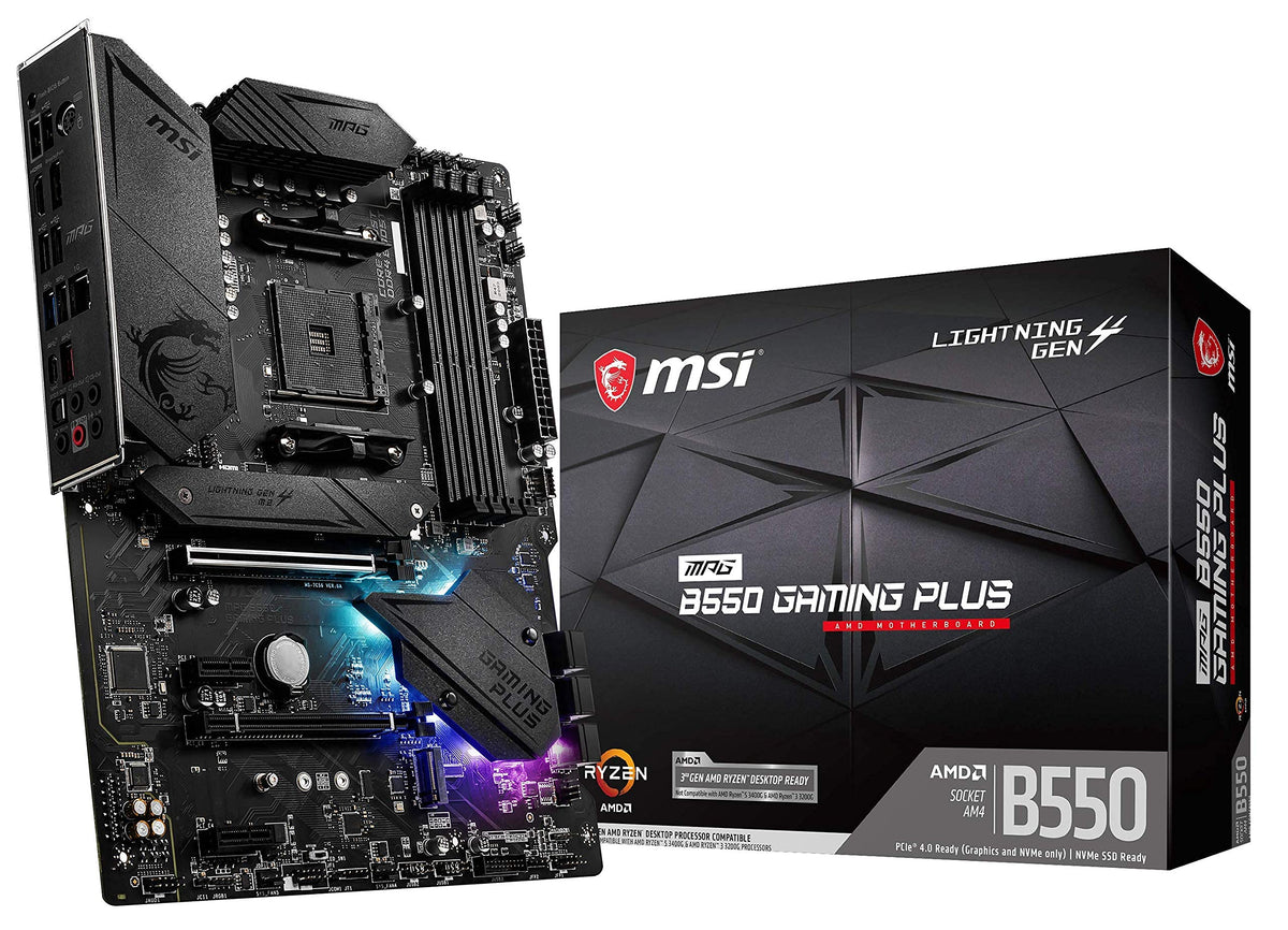 MSI MPG B550 Gaming Plus front view for gaming build and layout