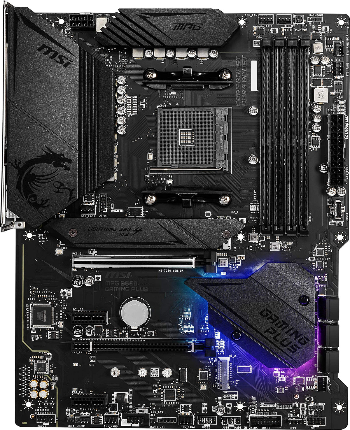 MSI MPG B550 Gaming Plus I/O back panel with connectors