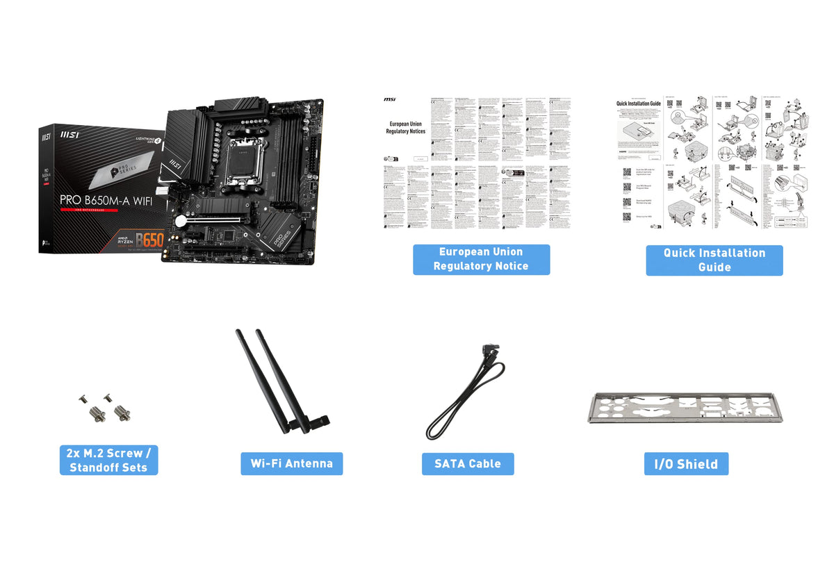 MSI PRO B650M-A WiFi ProSeries motherboard in an open build setup