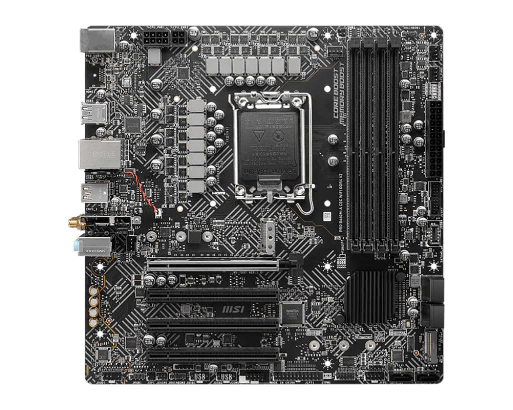 MSI PRO B660M-A WiFi DDR4 V2 motherboard layout highlighting RAM and headers