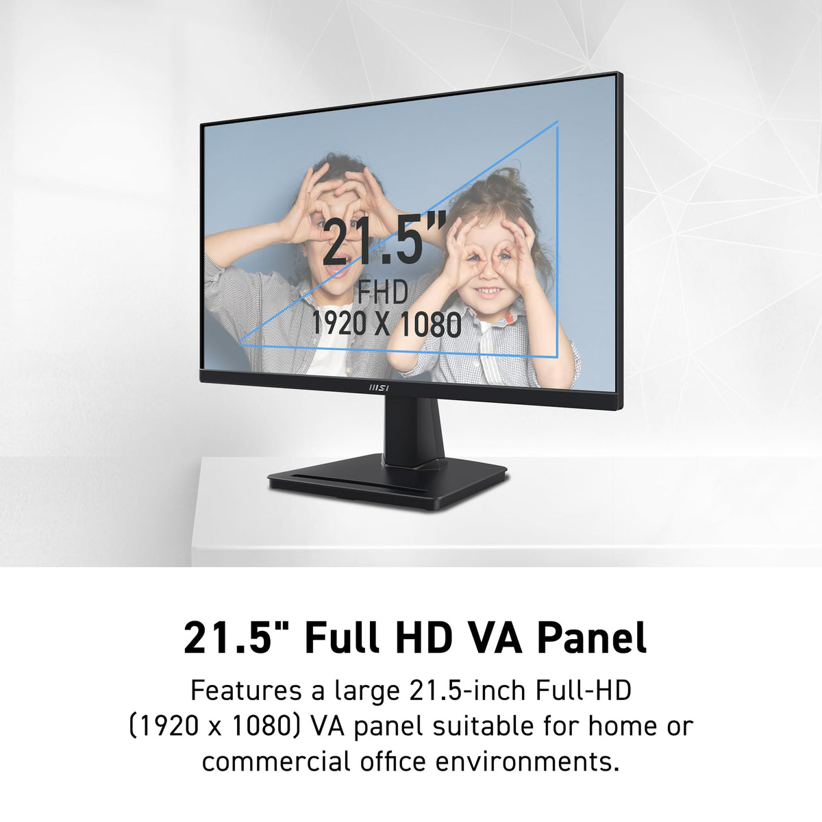 MSI PRO MP225V side profile highlighting slim bezels and desk-friendly design