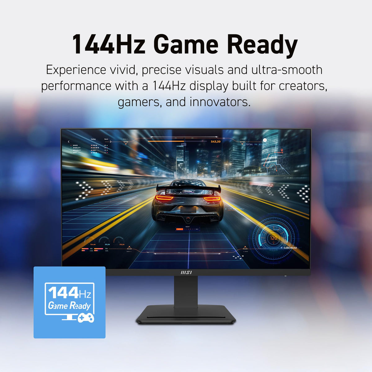MSI PRO MP242 E14C 144Hz refresh for smooth motion in gaming and tasks