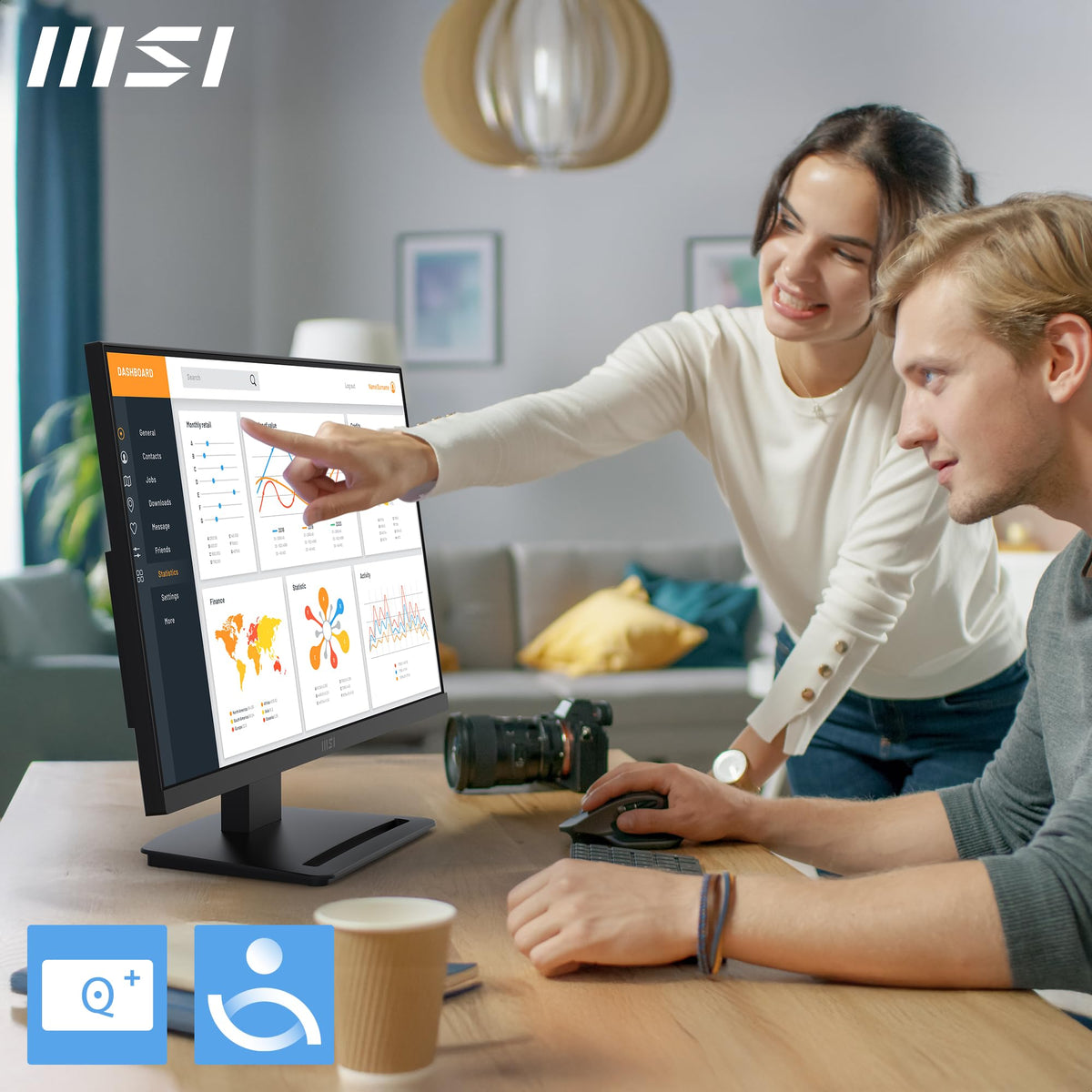 MSI PRO MP243L E14 IPS panel with wide viewing angles and accurate colors