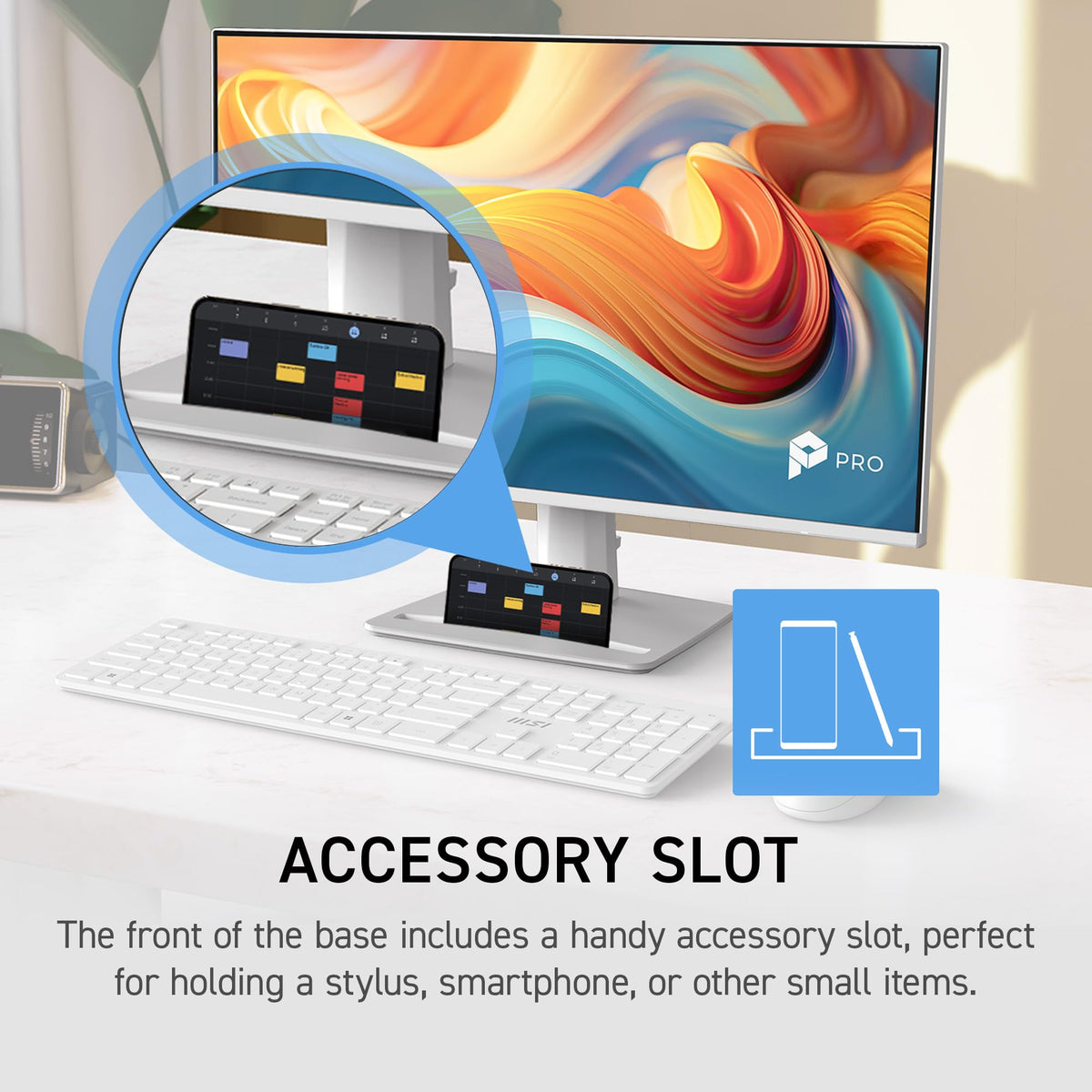MSI PRO MP243W E14 HDMI and DisplayPort provide flexible connectivity options.