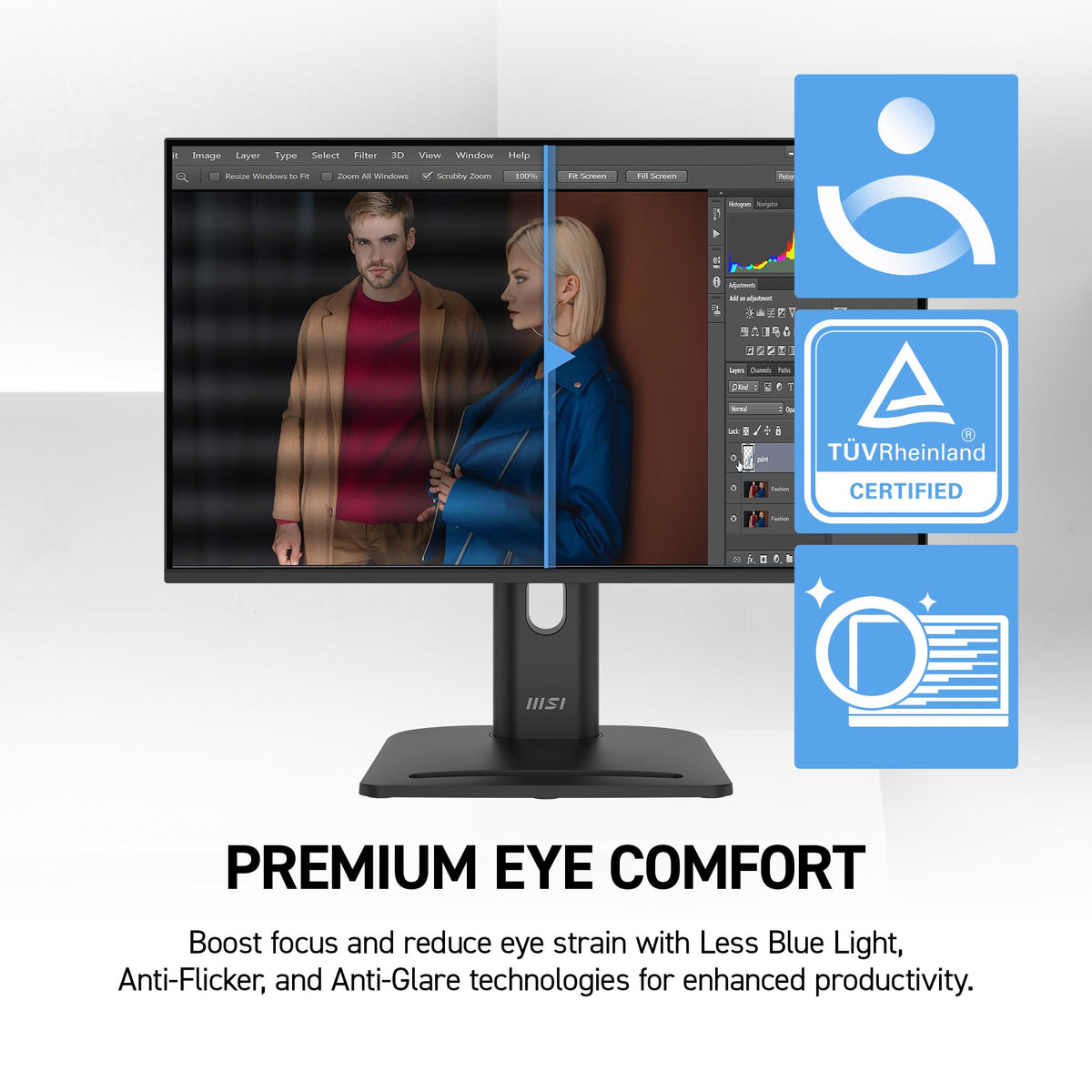 MSI PRO MP272 E14C HDMI 2.0 and USB-C enable single-cable video, data, and charging.
