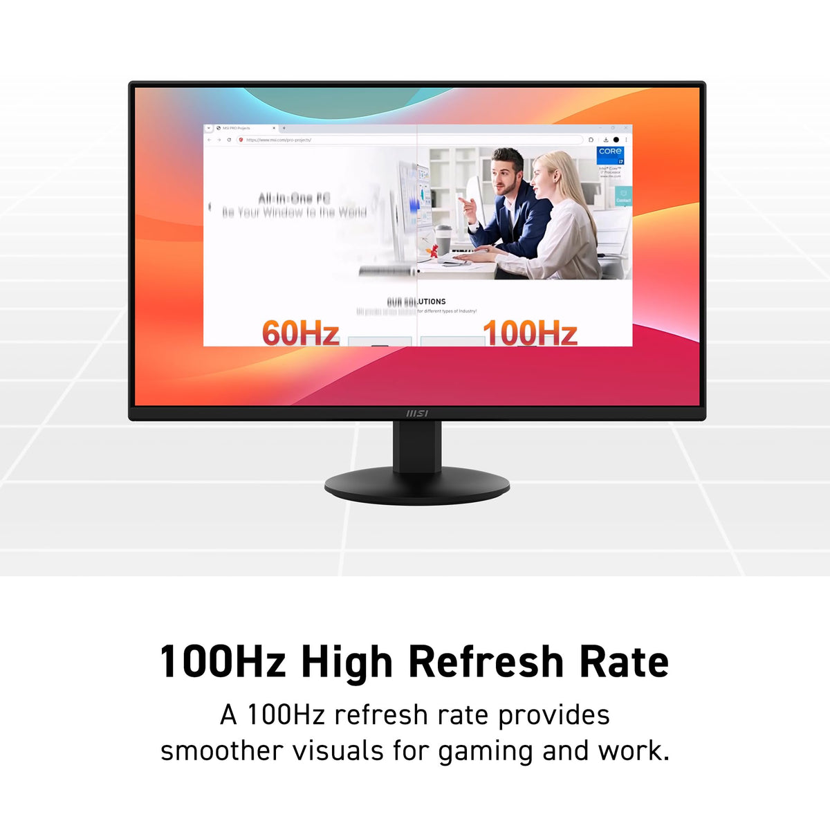 MSI PRO MP272LE Adaptive Sync prevents tearing for fluid gameplay