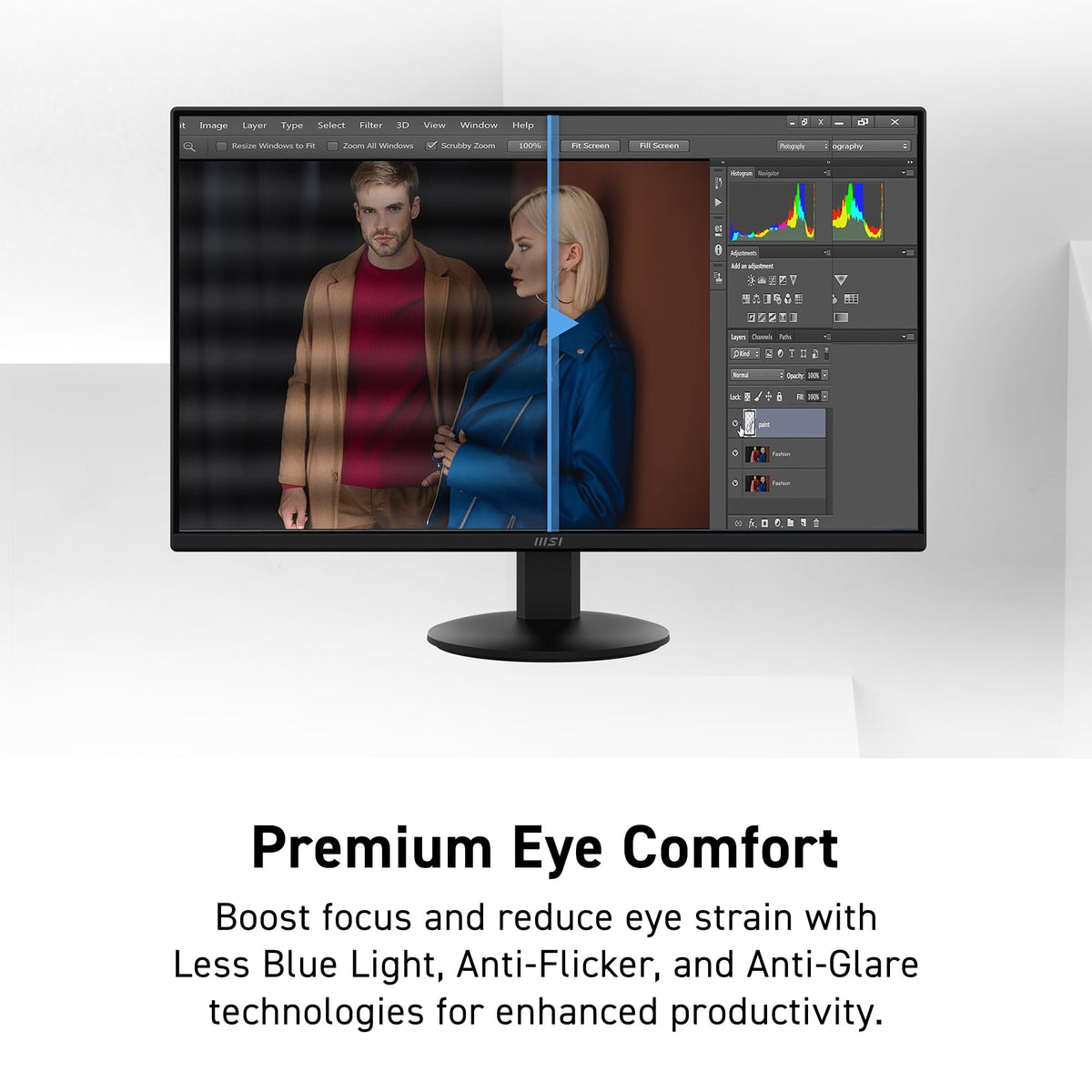 MSI PRO MP272LE Flicker Free and Low Blue Light reduce eye strain