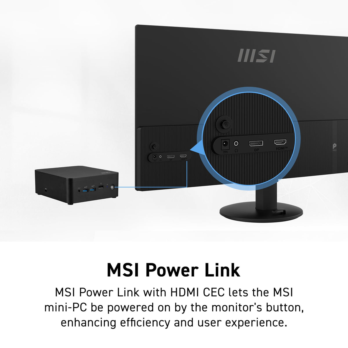 MSI PRO MP272LE HDMI and DisplayPort ensure flexible connectivity