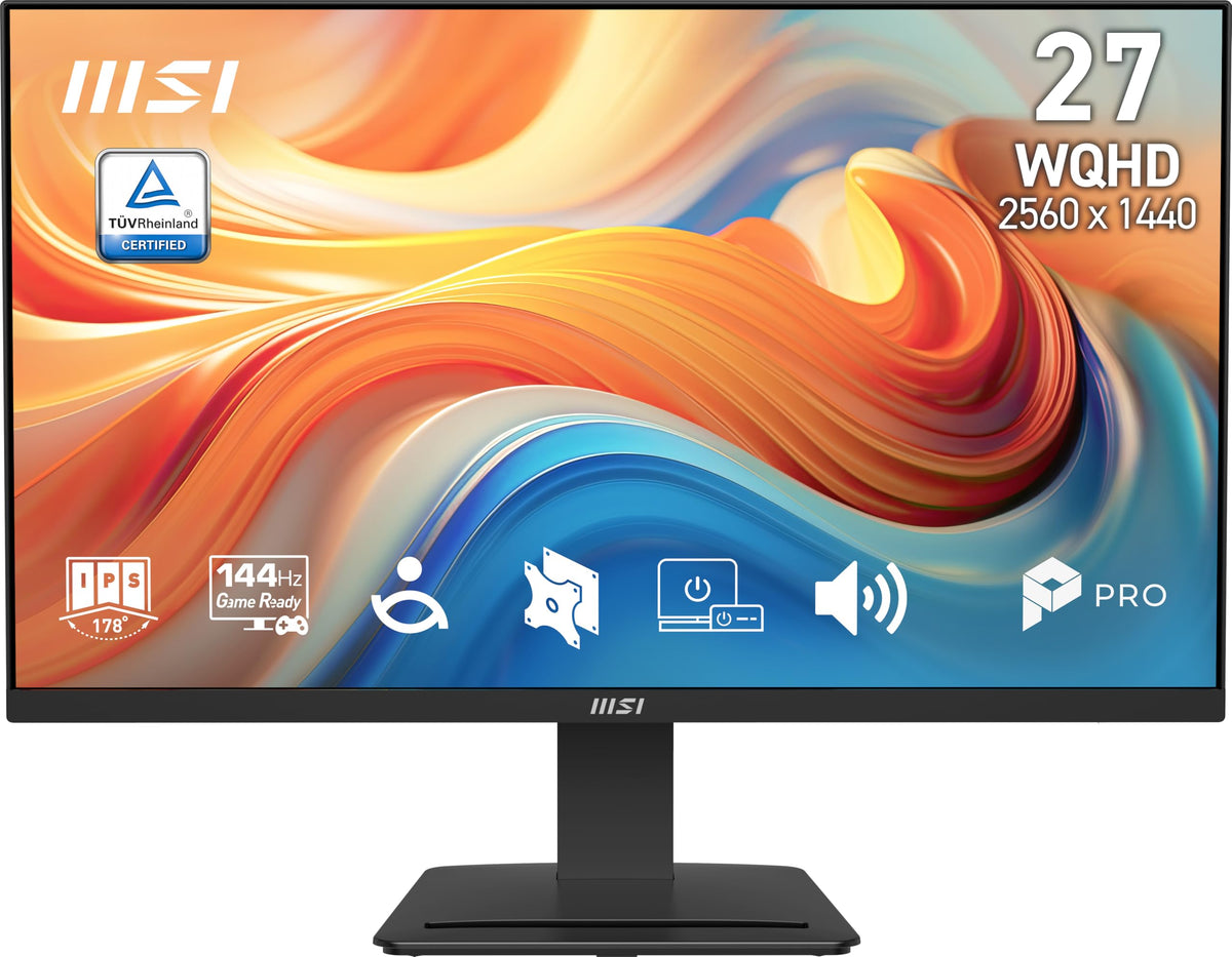 MSI PRO MP273Q E14 front view showing crisp QHD IPS detail for work and play