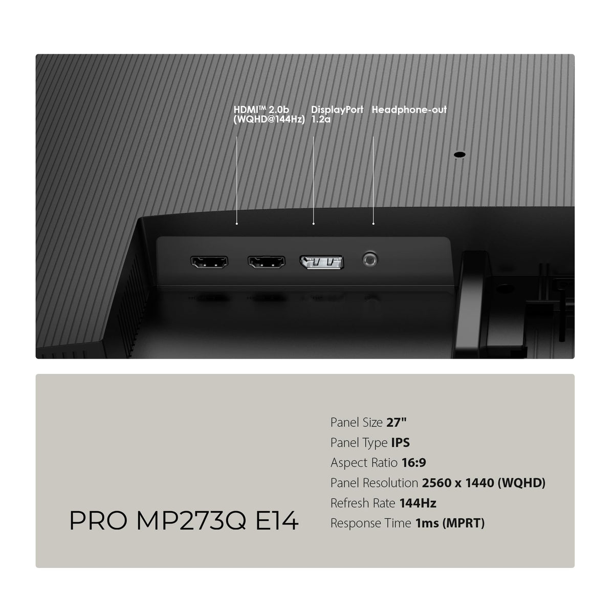MSI PRO MP273Q E14 gaming and productivity setup with smooth motion at 144Hz