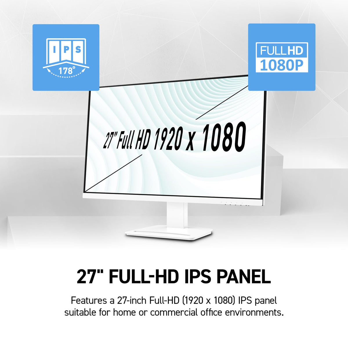 MSI PRO MP273W side tilt for comfortable viewing angles during long sessions