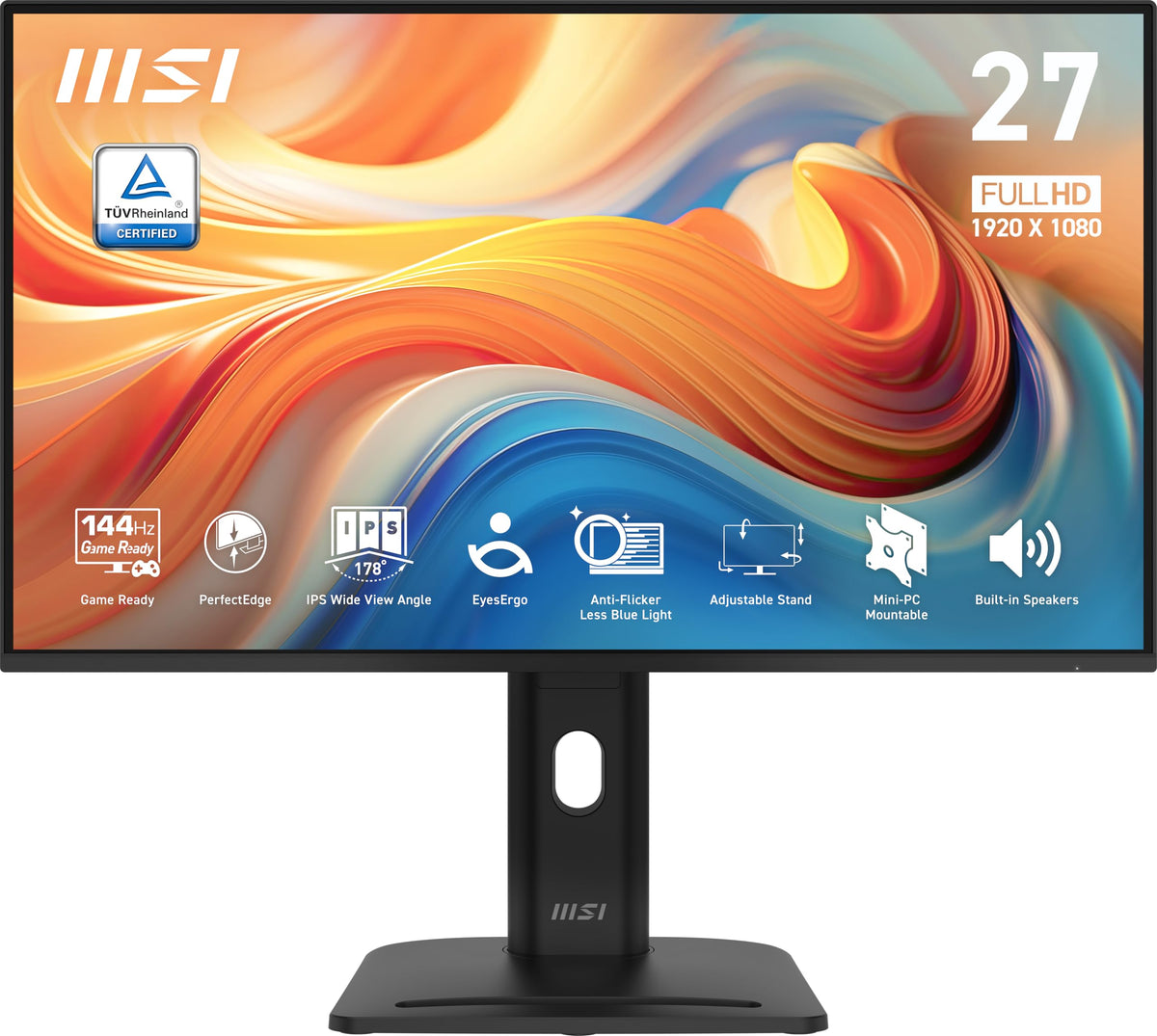 MSI PRO MP275PG E14 stand adjustment for comfortable viewing angles.