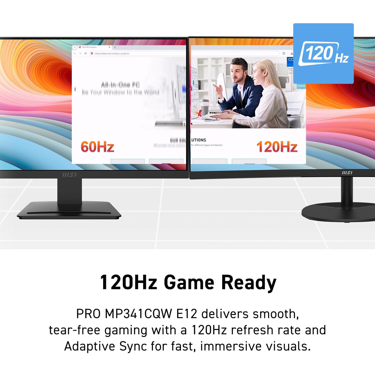 MSI PRO MP341CQ E12 120Hz refresh rate enables smooth motion in gaming and work