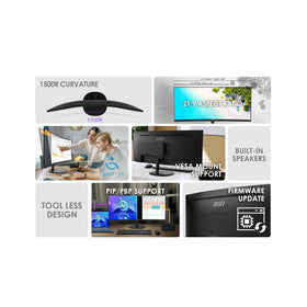 MSI PRO MP341CQ E12 side tilt shows ergonomic adjustment for comfort