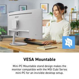 MSI PRO MP341CQW built-in speakers enhance multimedia without external audio equipment.