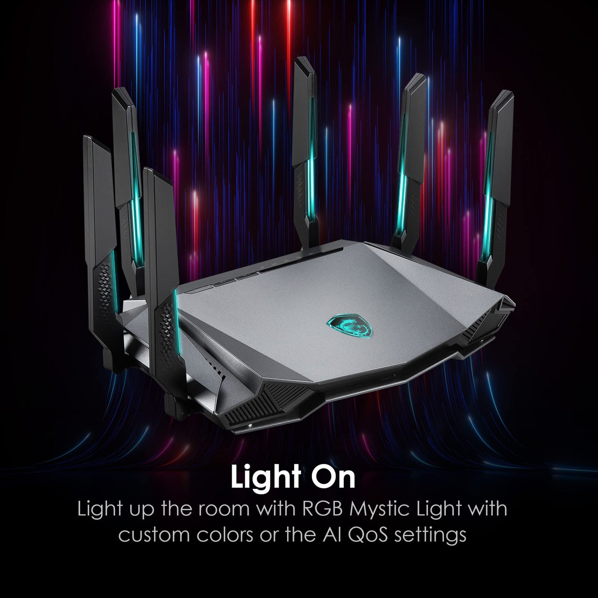 MSI Radix AXE6600 router AI QoS in action boosting critical traffic.