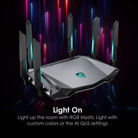 MSI Radix AXE6600 router AI QoS in action boosting critical traffic.