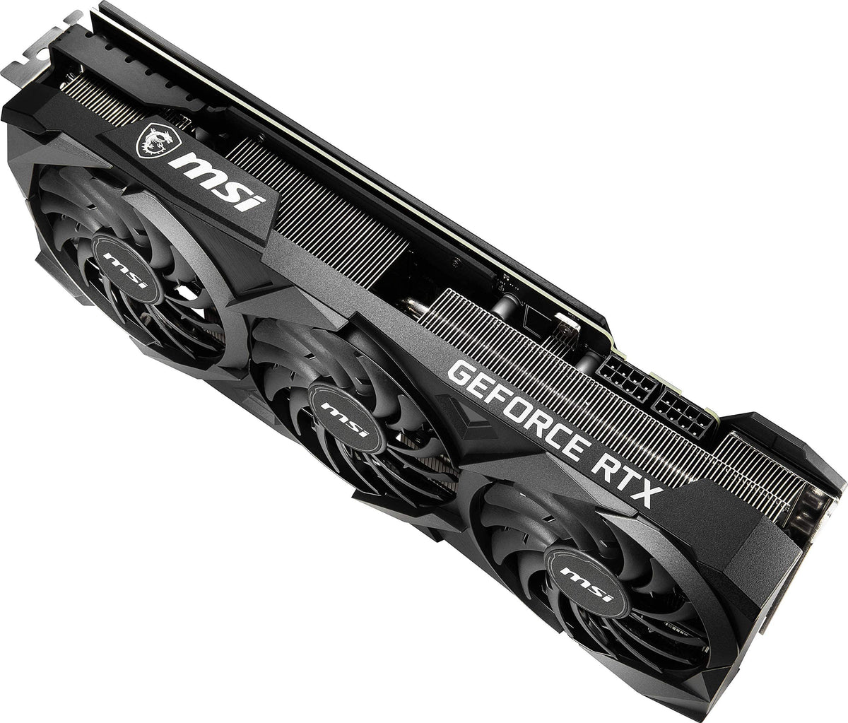 MSI RTX 3080 Ventus 3X branding label closeup showing model lineage