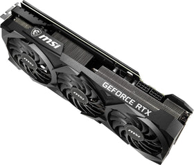 MSI RTX 3080 Ventus 3X branding label closeup showing model lineage