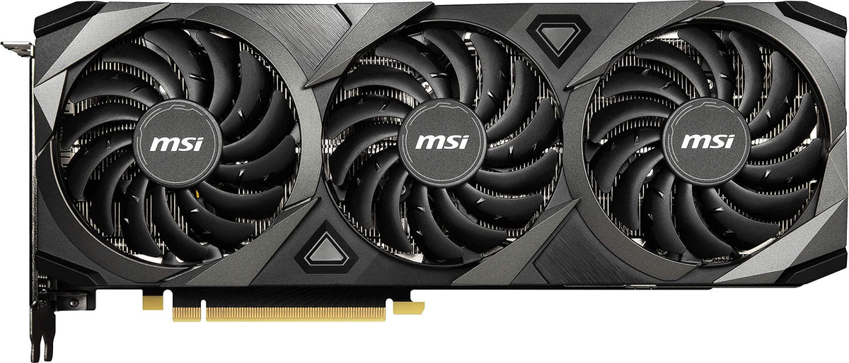 Closeup of MSI RTX 3080 Ventus 3X torx-fan cooling for sustained performance