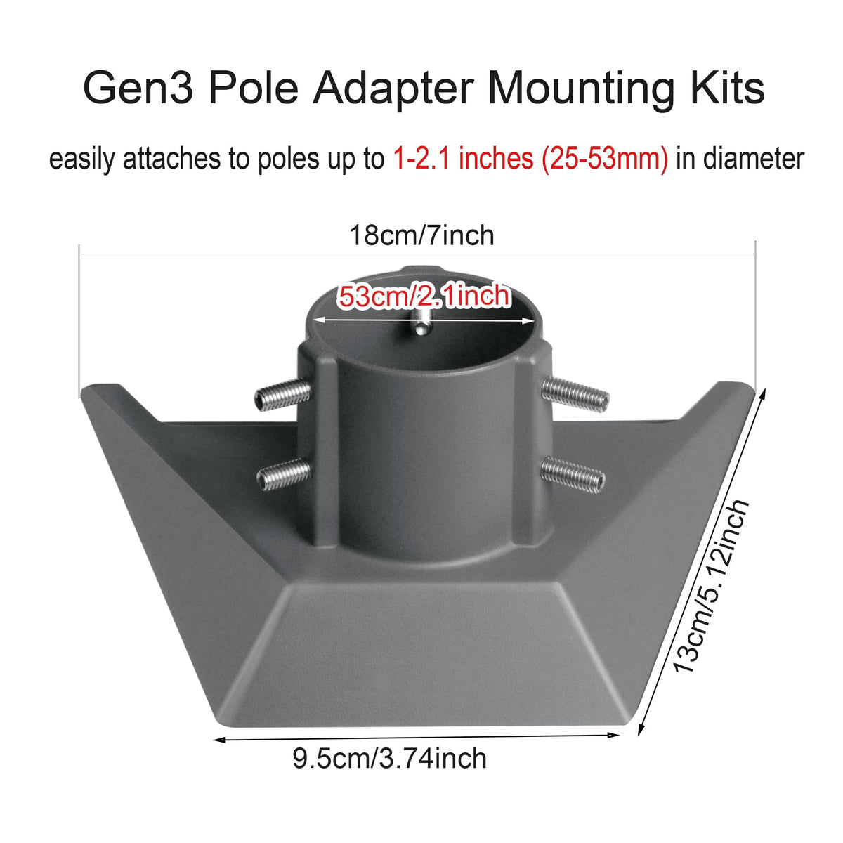 Mskekit pipe adapter for Starlink Gen3 fits 25–53 mm poles for stable setup.