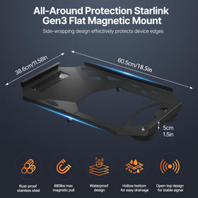 MSKEKIT Starlink mount side view highlights stainless steel durability and rust resistance.