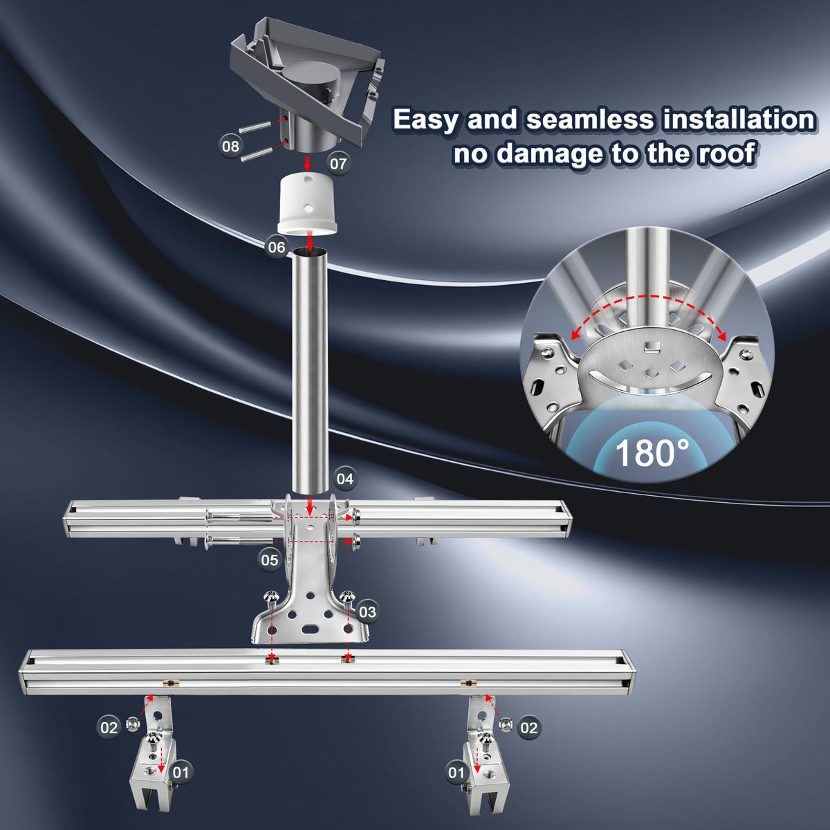 Adjustable width on Mskekit Starlink mount fits varying roof seams.