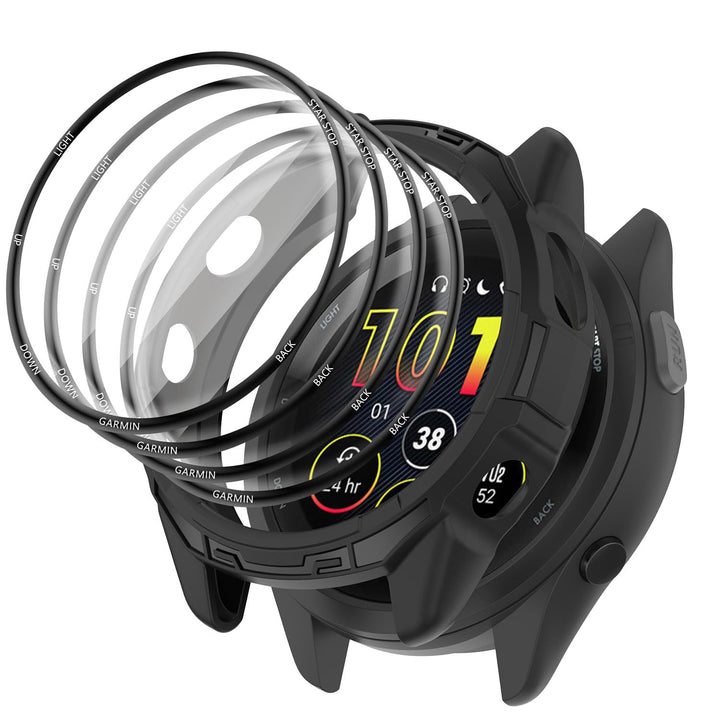 Msvueioe front view on Forerunner 265 showing full-coverage protection benefit