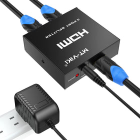 MT-VIKI HDMI splitter front view shows dual-output design for mirror display