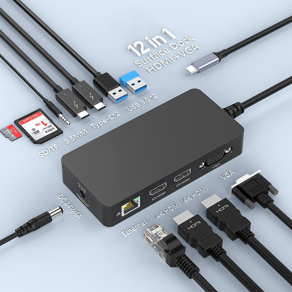 MTAKYA Surface Dock front view showing compact footprint for a clean desk setup