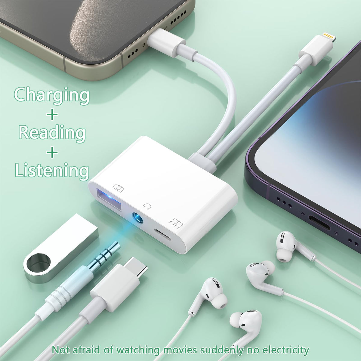 MTAKYI 3.5mm jack angle showing universal headset compatibility for clear audio