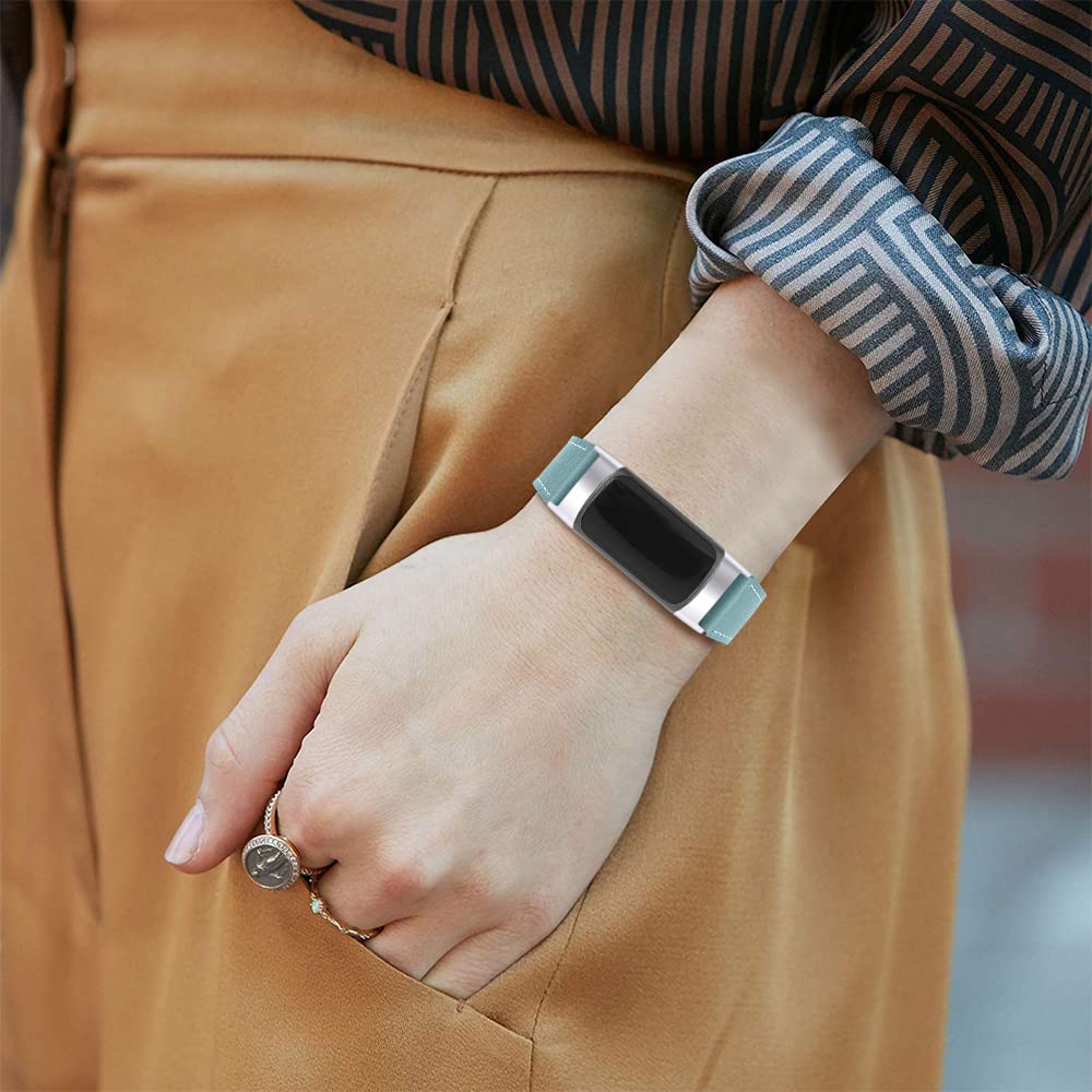 Close-up of blue leather texture from Mtozon band for Fitbit Charge 6/5