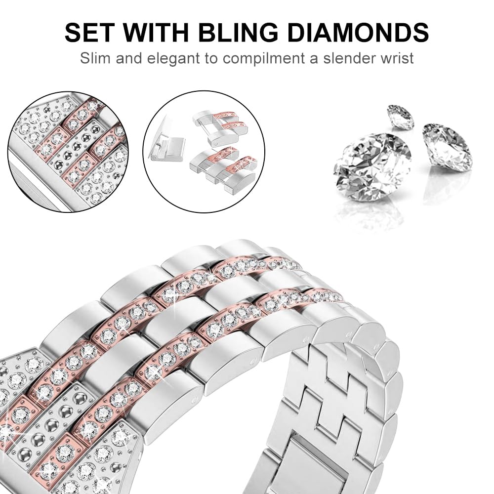 Close-up of rhinestones on the Mtozon Versa band highlighting sparkle and luxury.
